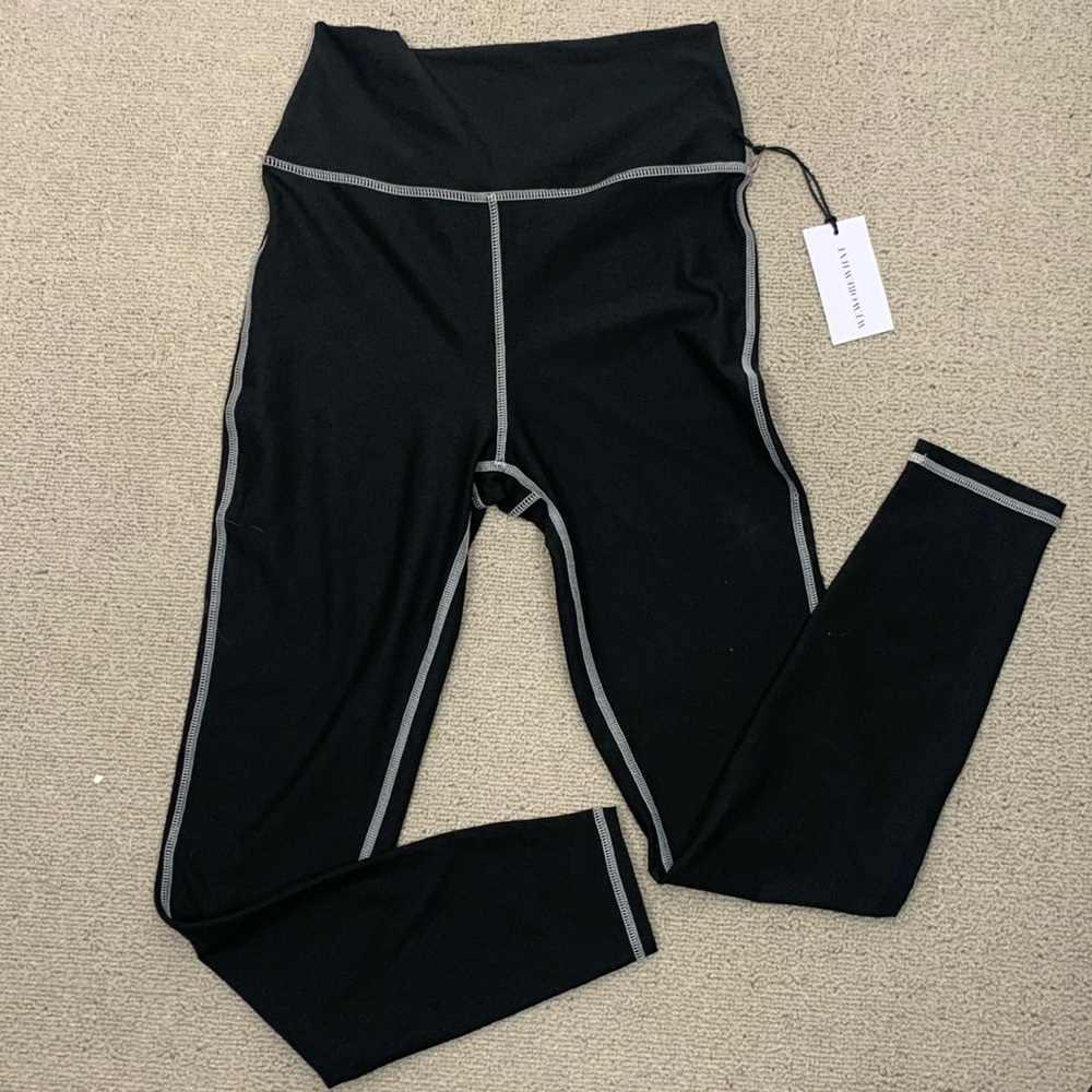 WeWoreWhat Black Leggings with White Stitching- NWT - Picture 2 of 16